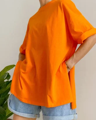 Summer Oversized Cotton T Shirt Women 2025 New Loose Solid Split Tees Casual Basic Tshirt Short Sleeves Female Tops