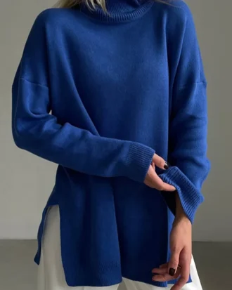 Autumn Winter Women's Sweaters Turtleneck Women Pullovers Side Split Knitted Jumpers Christmas Sweater Oversize Pull for Women