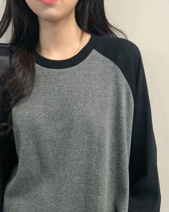 New 2025 Female T-shirt Round Collar Contrast Color Long Sleeve T Shirt Women Spring T-shirts for Women Patchwork T Shirt