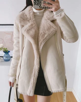 New Style Women's Double-sided Coat With Fur Lamb Hair European and American Style Plus-velvet Plus-velvet Double-sided Coat