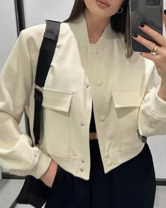 2025 Women Solid Pilot Jacket Sets Spring Fashion Pockets Hidden Breasted Coats Front Zipper Half Shorts Streetwear