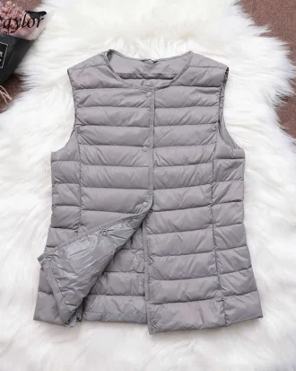 2025 Direct Sale 90% Ultra Light White Duck Down Women Vest Thin Coat Women Duck Down Sleeveless Jacket V Collar or O Collar Coa