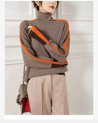 Korean Pullover Sweater Knitted Sweaters Knit Jumpers for Women Fashion 2025 Sweater Female Women'S Turtleneck Knitwears Tops