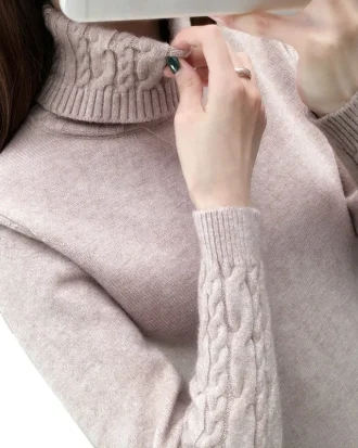 Women Sweater Turtleneck Pullovers Autumn Winter Sweaters New 2025 Long Sleeves Thick Warm Female Sweater Khaki