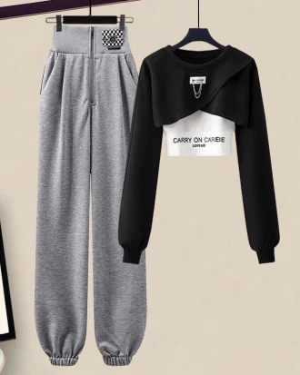 Women's Autumn Winter Tracksuit Set 2025 New Fashion Short Sweater Top + Vest + Pantsthree-piece Korean Elegant Sportswear Suit