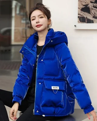 Waterproof Glossy Snow Wear Parka Clothes Woman Down Jacket With Hood Winter Thicken Warm Coat M-2XL Padding Jackets