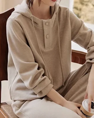 Maillard Women's Fashionable Hooded Thin Sweatshirt 2-Piece Set New Arrival Autumn 2025 Idle Stylesuit Elegant Chic