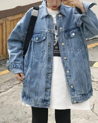 Jean Jacket Women Denim Coat Spring Autumn New Fashion Loose Oversized Blue Jean Jacket Button up Oversized Cardigan
