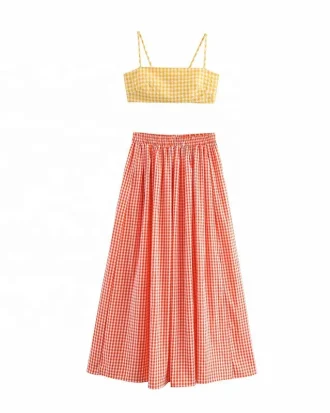 Sexy Sling Top Long Skirt Sets Women Sleeveless Crop Tops High Waist Loose Female Suit 2025 Spring Summer Beach Lady Suits