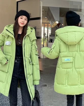 Winter Women's Jackets 2025 Loose Letter Pocket Padded Parkas Korean Windbreaker Workwear Thickened Outwear Down Cotton Coat