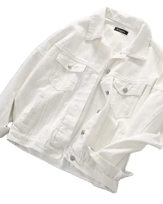 White Denim Jacket Women's Autumn 2025 Coat the New Large Size Fashion Solid Color Loose All-match Lapel Black Women Clothing