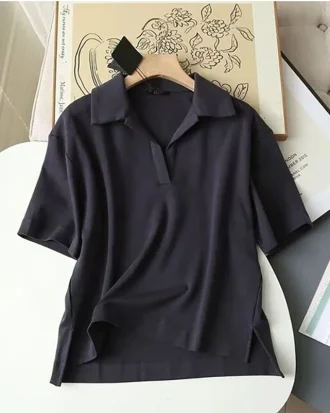 High Quality 2025 Women Spring Summer Fashion Short Sleeve Polo T-shirt Ladies Casual Solid Simple Tees Tops Female
