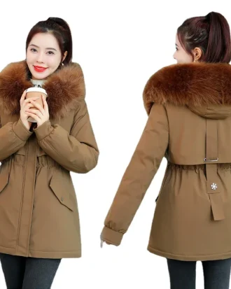 Ready to Ship Women's 2025 Winter New Mid-length Coat Korean Parkas Female Thick Warm Outerwear Cotton Jackets