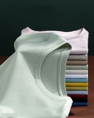 2025 Soft Mulberry Silk Cotton T-shirts Womens Loose Round Neck Short Sleeve Woman T-shirts Solid Color Summer Tops High Quality