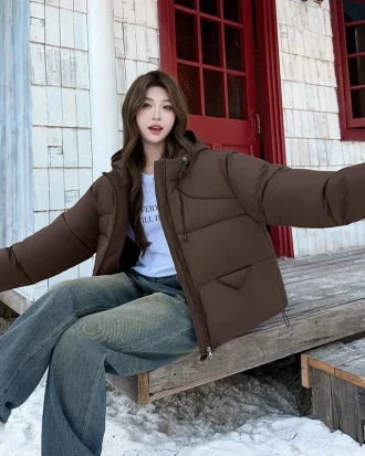 Fashion Hooded Down Cotton Coat Fluffy Women 2025 New Winter Warm Puffer Coat Lightweight Long Sleeve Female Parkas Snow Outwear