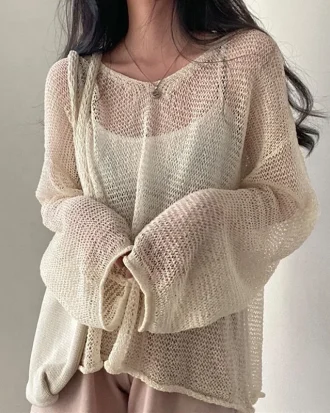 Lazy Style Full Sleeves Jumpers Tops Hollow Out Sexy Women Fashion Casual Streetwear Chic Femme Sweaters Pullovers