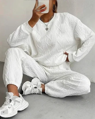 Casual Two Piece Sets Womens Sweatshirt Outifits Streetwear Autumn Winter New Long Sleeved Round Neck Hoodie and Y2k Pants Suit