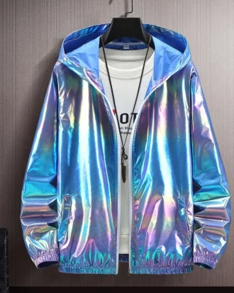Summer Colorful Shiny Sunscreen Clothing for Men and Women Couples Thin Breathable Color Thin Jacket Trend Large Size