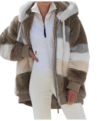 2025 Women Winter Plus Size Long Teddy Jacket Warm Thick Fleece Faux Fur Coat Plush Teddy Coat Woman Fur Coat Casual