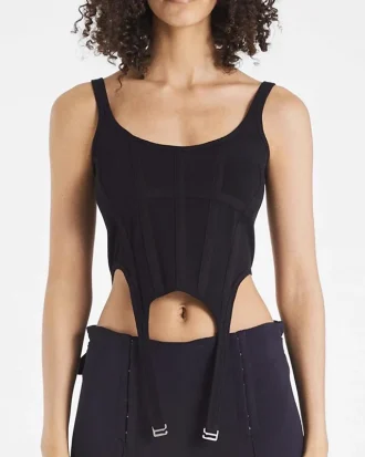 Sexy Cropped Vest Women 2025 Summer Knit tank Top Women Corset  White Crop Top Ribbed Pothook Cute Black Tops Punk Clothes