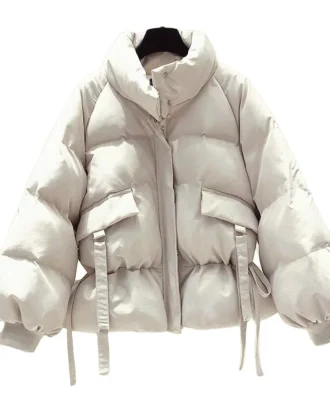 2025 New Women's Clothing Solid Cotton Parkas Lady Outwear Korean Style Autumn Winter Oversized Coats PufferJackets