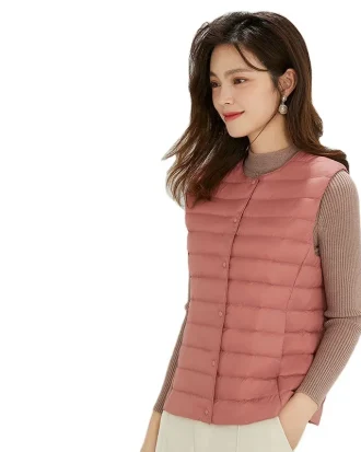 90% Matt Fabric Women's Warm Vests Ultra Light Down Vest Women Two Ways Waistcoat Portable Warm Sleeveless Winter Liner