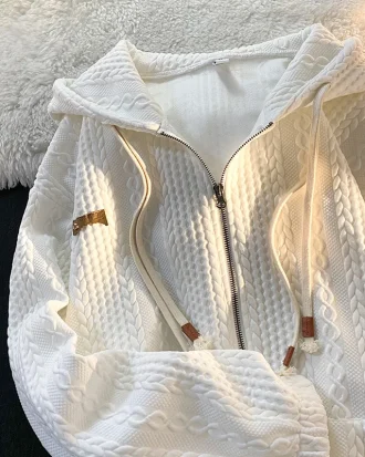 Loose Zip up Hoodies With Pocket Vintage Zipper Hooded Sweatshirts Women Streetwear Long Sleeve Cardigan Y2k Top Cloth Female