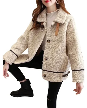 Women 2025 Spring Lamb Fleece Sweater Coat New Female Thicken Warm Jacket Loose Casual All-match Thick Fur One Plush Cardigans