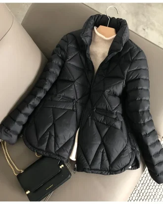 Winter Light Down Short Jacket Women 90% White Duck Down Warm Coat Ladies Stand Collar Casual Loose Solid Color Outwear