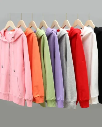 100% Cotton Women Hoodies Large Size Solid Zipper Casual Hooded Oversized Sweatshirt High Quality Autumn Long Sleeve Tops