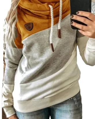 Women Patchwork Hooded Sweatshirt Autumn Winter Leopard Print Harajuku Drawstring Hoodie Casual Long Sleeve Pullover Tops Female