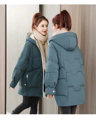 2025 Women Winter Thick Hooded Down Cotton Jackets Plussize 2xl Winter Coat Long Warm Padded Parka for Women
