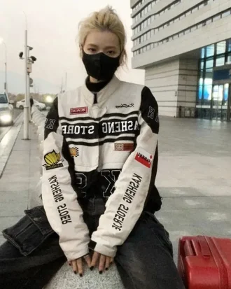 Fashion Bomber Woman Varsity Jacket Long Sleeves Race Car Jacket Vintage Detachable Hem Coat 2025 Summer American Baseball Coats