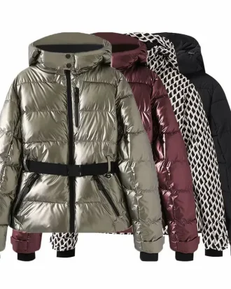 Fashion Hooded Padded Jackets With Belt Women Full Sleeve Down Coat 2025 Autumn Winter Lady Thicken Warm Skiing Jacket