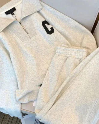 Velvet Thickened Lapel Sweatshirt Suit Unisex Autumn Winter New Oversize Long Sleeve Shirt + Casual Sweatpants Leggings 2pcs Set