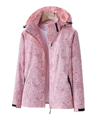 Women's Camouflage Autumn Spring Thin Jacket Hooded Waterproof Windbreaker Outdoor Running Sports Breathable Coat