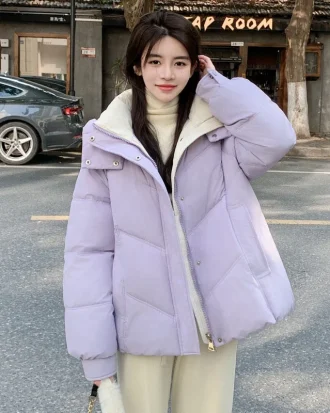 2025 New Winter Women's Parkas Coat Jacket Elegant Warm Thick Down Cotton Jacket Female Hooded Loose Outwear Overcoat