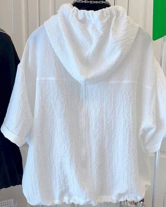 Oversized T Shirts Women Summer Hooded Short Sleeve T-shirt French Thin Tops Fashion Loose Design Niche Hoodie Tshirt Woman 2025