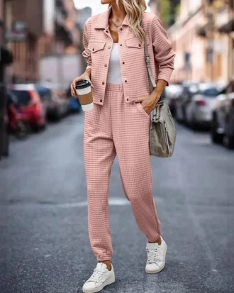 2025 New Autumn and Winter Long Sleeved Lapel Cardigan Casual Fashion Pants