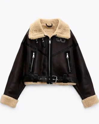 New 2025 Winter Jacket Women Thick Faux Leather Jacket Women Coat Warm Lamb Biker Coat Female Casual Belt Outwear Ladies
