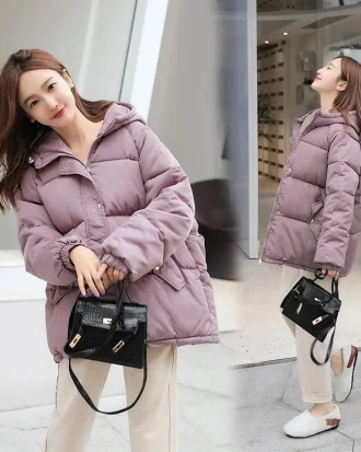 Winter Coat Women Jacket Parkas Thick 2025 Autumn Black Oversized Purple's Puffer Bubbles Hooded Harajuku Clothes Loose Coat