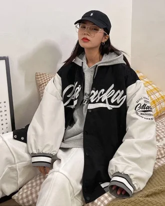 Baseball Uniform Jackets for Women College Coat Ladies Thin Letter Couple Retro Clothes Oversize Varsity Jacket 2025 Autumn