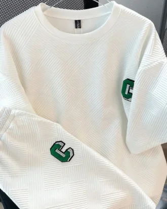 Casual Waffle Fashion Suit Women Summer 2025 Oversize Korean Short-sleeved T-shirt + Shorts Letter Embroidery 2pcs Sets